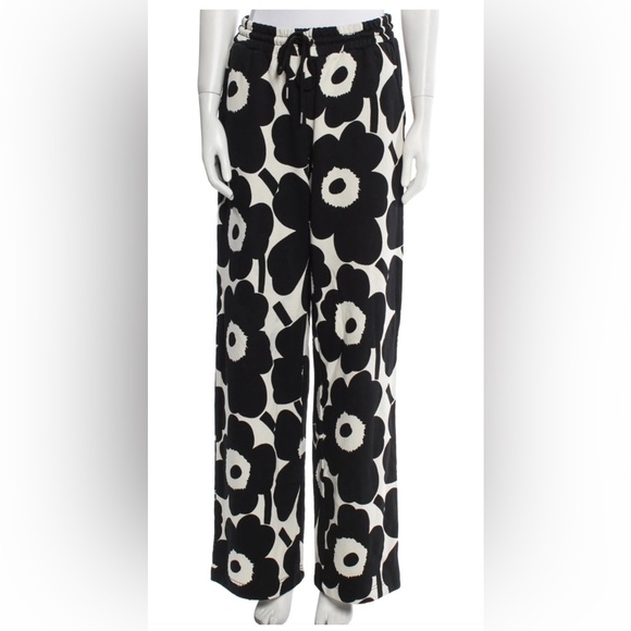 Marimekko Anthropologie varret Pieni unikko 2 French terry Wide Leg sweatpants L - Picture 3 of 10